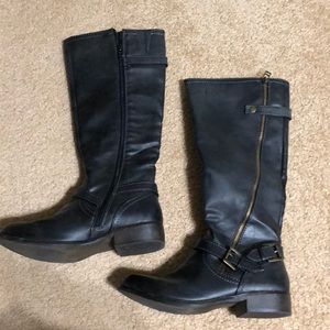 Black calf high boots